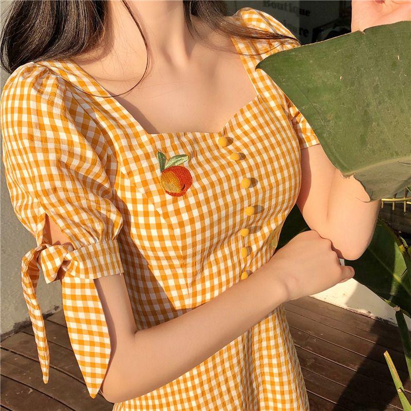 CHENGRUI Trang phục mùa hè 2021 Pháp Vintage ngọt ngào mối tình đầu siêu cổ tích Plattern váy sen phong cách phương Tây thắt lưng váy
