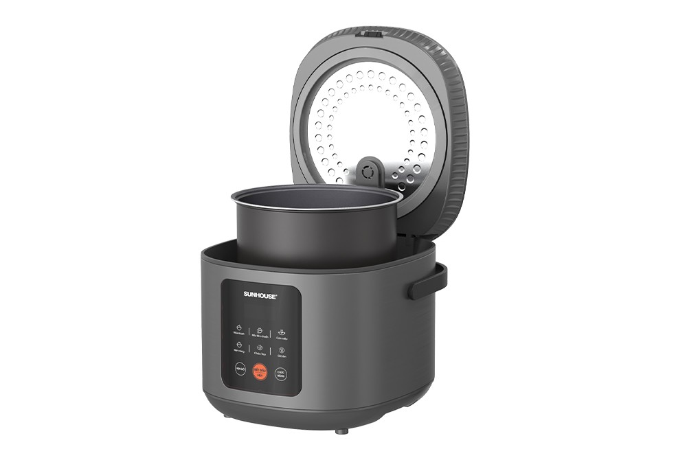 Nồi cơm điện tử 1.5L Sunhouse SHD8825 - 700W, 6 chức năng, Hẹn giờ nấu 24h, Chống dính Daikin 2 lớp, Lòng nồi 1.2mm - Hàng chính hãng