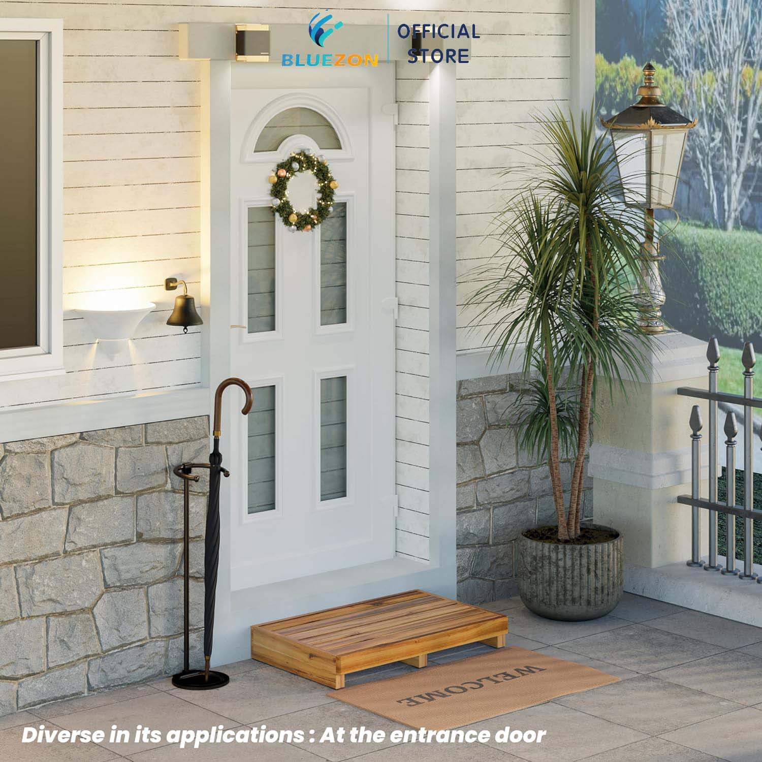 Ghế đẩu BLUEZON cho người già, ghế gỗ bậc để đầu giường, phòng tắm, ngoài trời