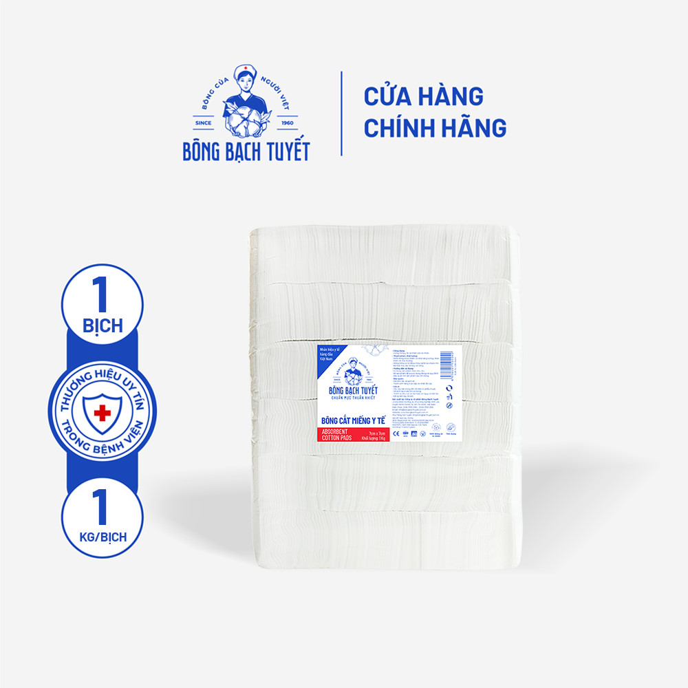 Bông Bạch Tuyết - Bông Y Tế Cắt Miếng 1kg (7 x 7 cm)