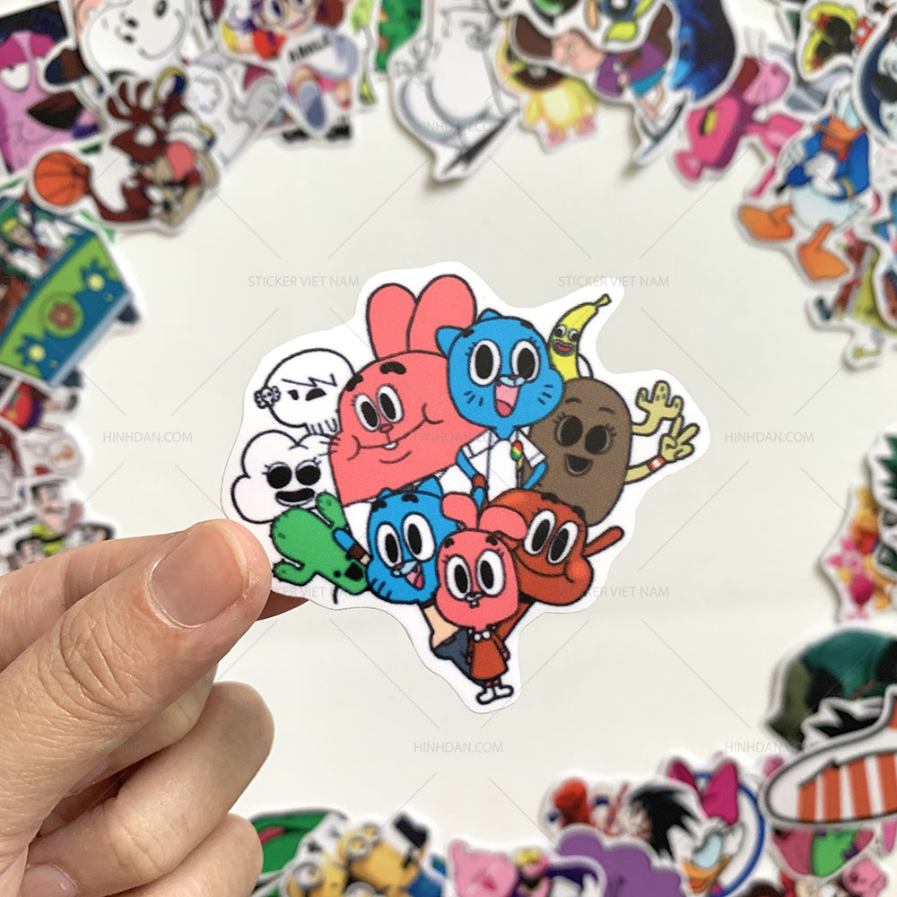 Bộ sticker chủ đề Cartoon hoạt hình 2019, decal hình dán chống nước, trang trí nón bảo hiểm, điện thoại, lap top ...