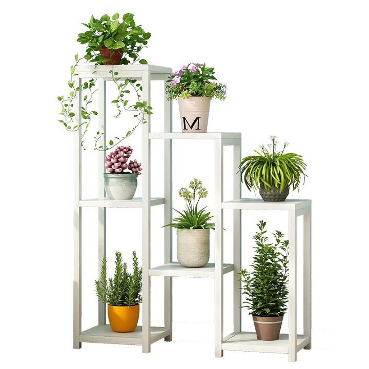 Kệ để chậu hoa cây cảnh 7 ô khung thép + MDF 65x23x90cm