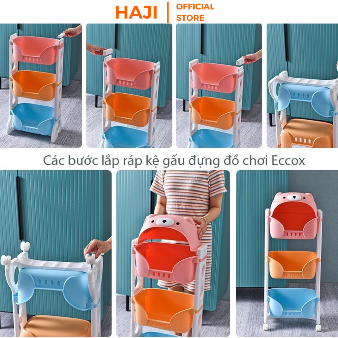 Kệ đồ chơi đa năng hình gấu đang yêu cho bé có bánh xe xoay 360 độ mang đến cảm giác thuận tiện thương hiệu HAJI NA20