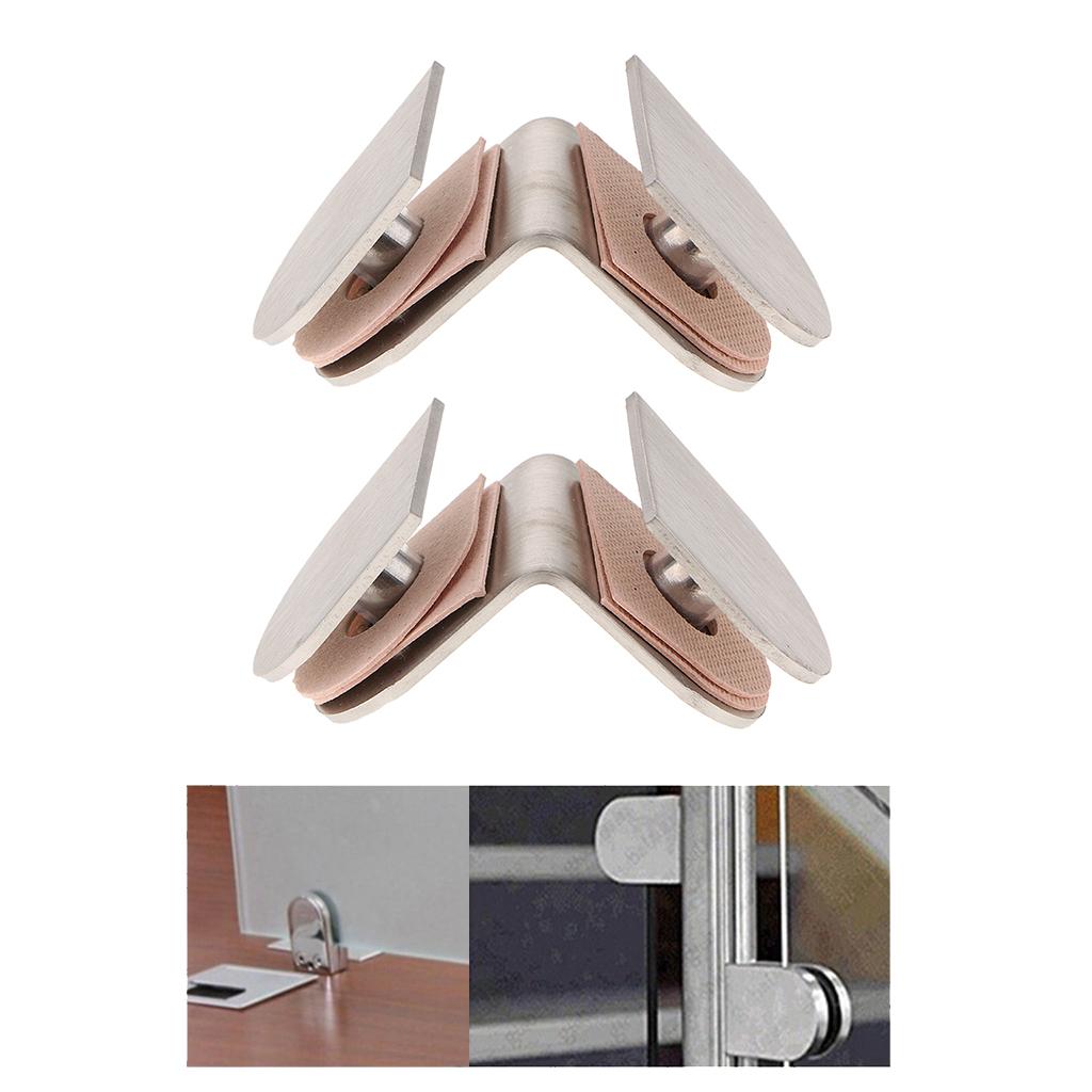 2pcs Stainless Steel Shower Glass Door Panel Fixed Clips  90 Degree 2-side
