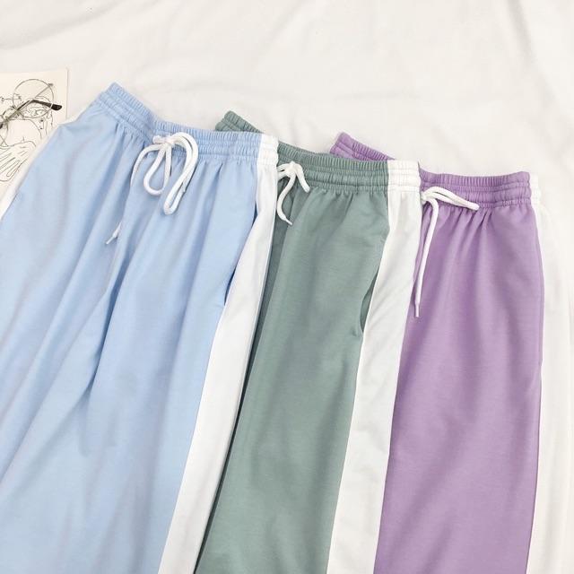 Quần Dài Nữ 1 Sọc Ống Rộng Dáng Suông 4 Màu Pastel Unisex Ulzzang