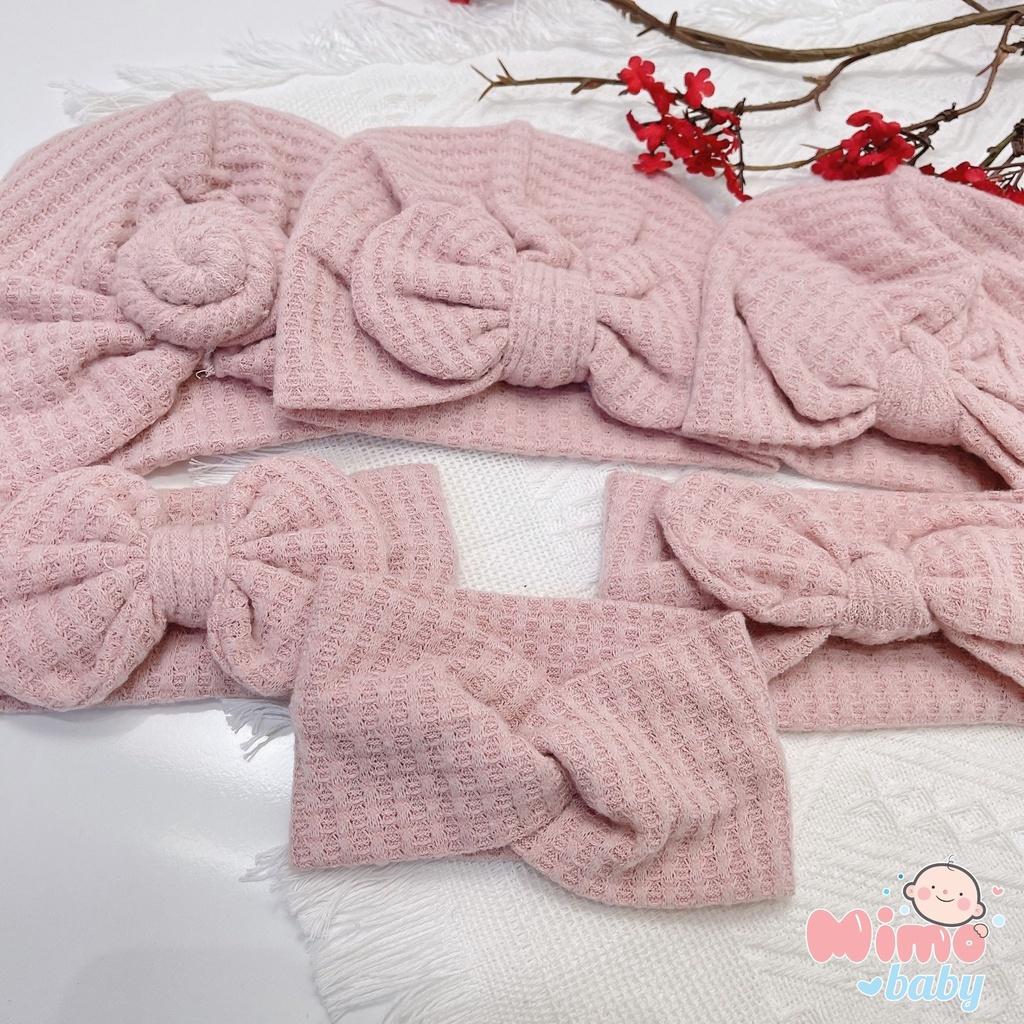 Mũ nón turban nơ hồng đáng yêu cho bé 5-10kg Mimo Baby MTB69