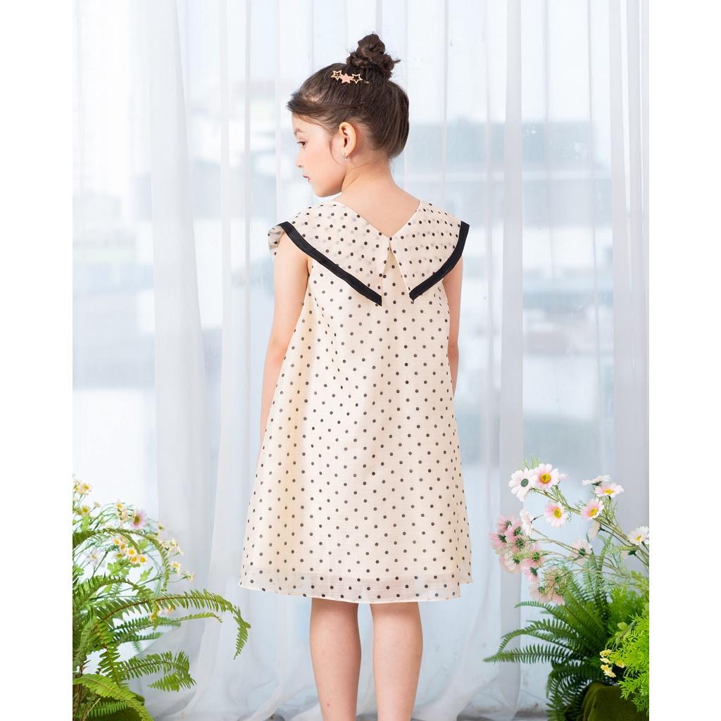 Đầm chấm bi bé gái BYZU chất liệu tơ cotton, váy thiết kế nổi bật với chiếc nơ to (Wendy Dress)