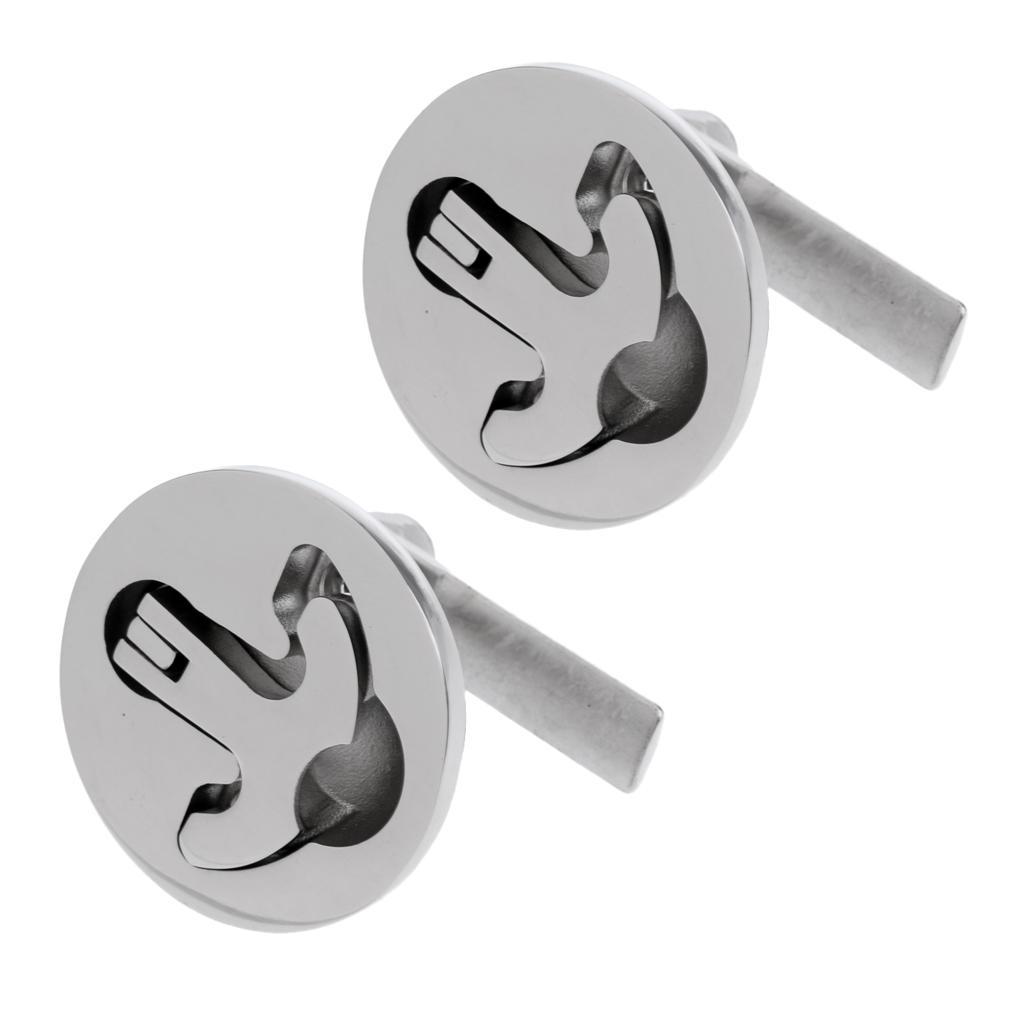 2x Boat Hatch Latch Turning Lift T-Handle 2" 316 Stainless Steel Flush Mount