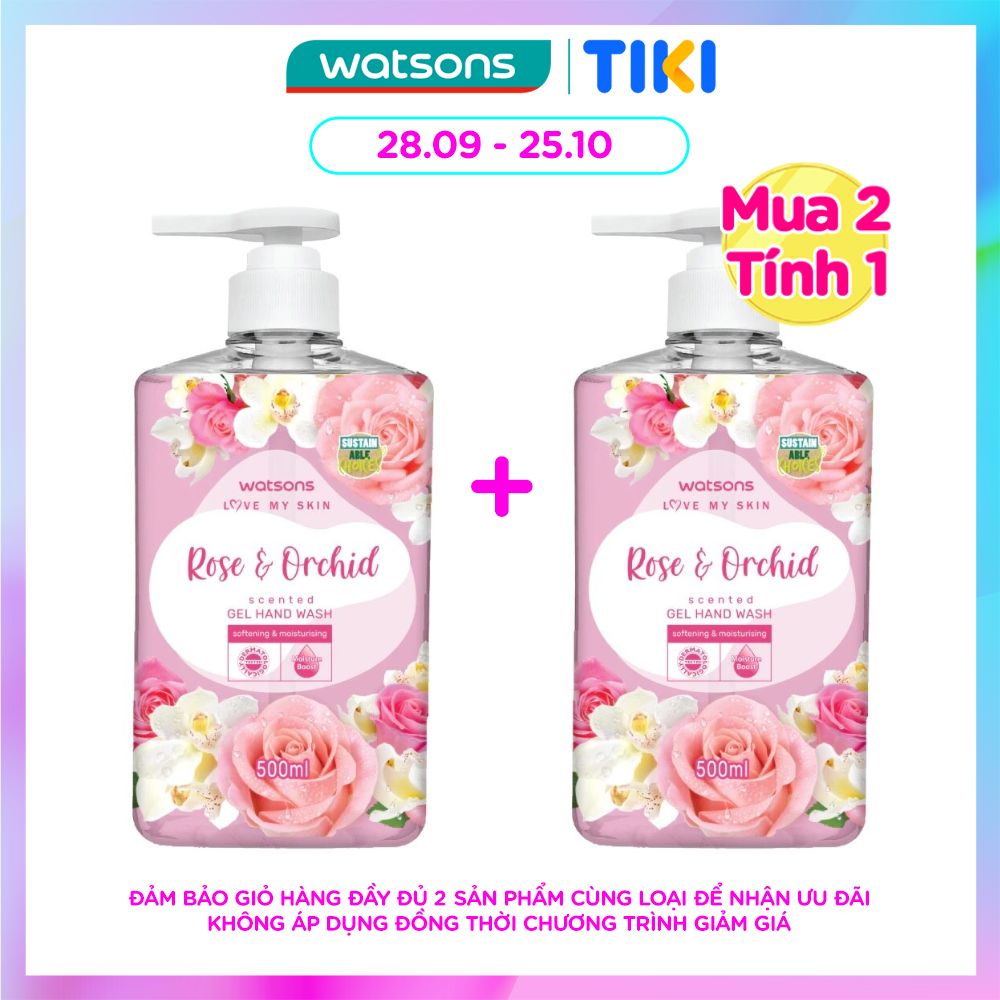 Gel Rửa Tay Watsons Love My Skin Rose Orchid Scented Gel Hand Wash 500ml