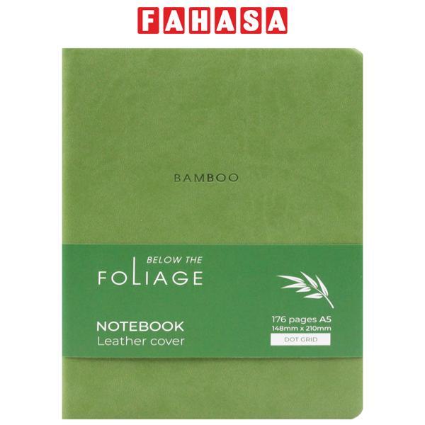 Sổ Bìa Da A5 - Không Kẻ Có Chấm 176 Trang 100gsm - Foliage Bamboo - The Sun - Màu Xanh Lá