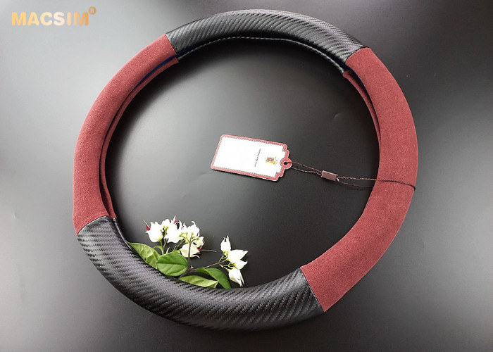 Bọc vô lăng cao cấp Macsim mã 8771 màu đỏ đô + cacbon
