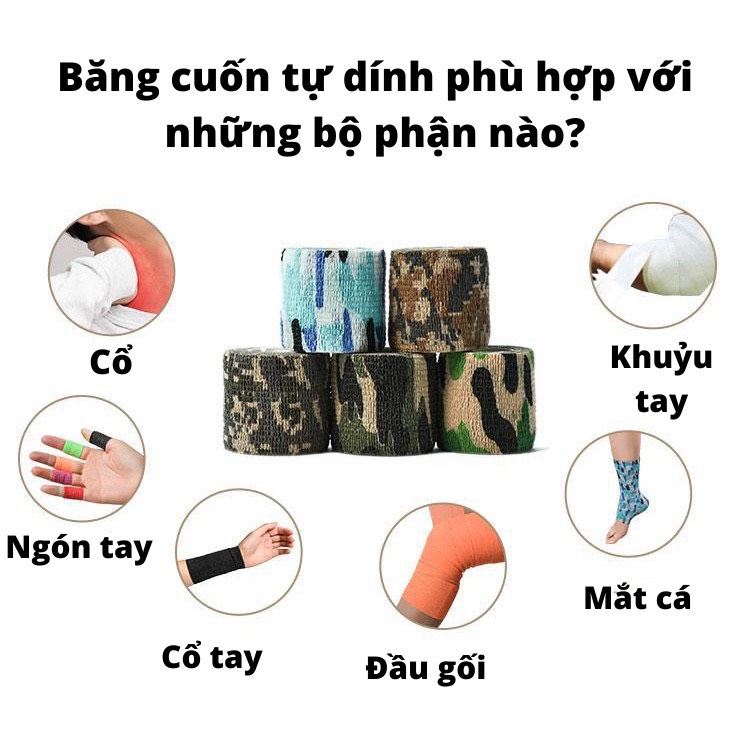 Băng keo thể thao quấn cổ chân quấn cổ tay cao su non tự dính đá bóng y tế chống chấn thương. Băng keo thể thao đá bóng, băng cuốn thể thao vải tự dính, băng quấn y tế cuốn ngón tay, cổ tay, cổ chân - Hàng chính hãng dododios - MÃ 02