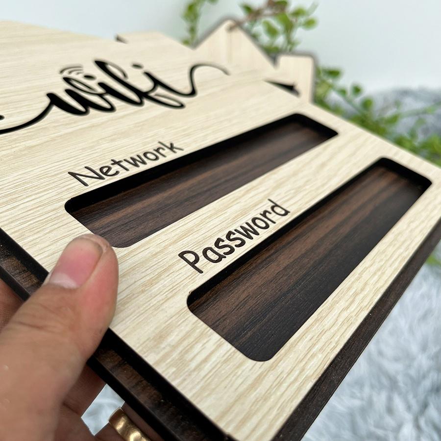 Bảng ghi mật khẩu wifi bằng gỗ trang trí decor phong cách mới lạ cho quán, homestay, nhà hàng