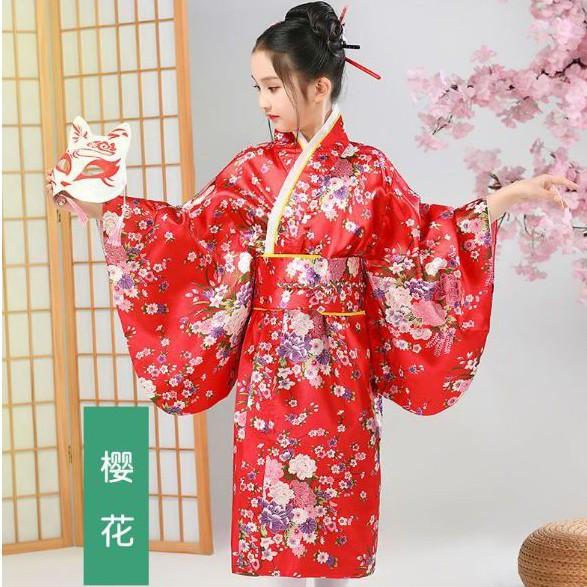 (CÓ SẴN) Trang Phục Kimono Cho Bé Gái, Bộ Yukata Trẻ Em Nhiều Màu Sắc