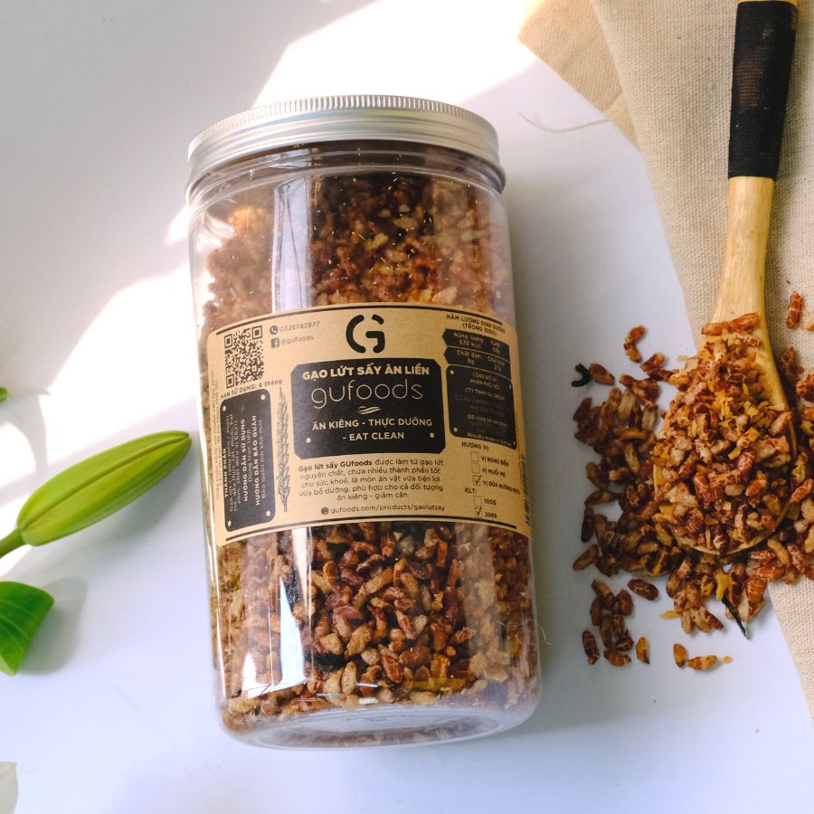 Gạo lứt sấy ăn liền GUfoods - Tiện lợi, Thơm ngon, Ăn kiêng, Thực dưỡng, Eat clean, Snack healthy, Keto