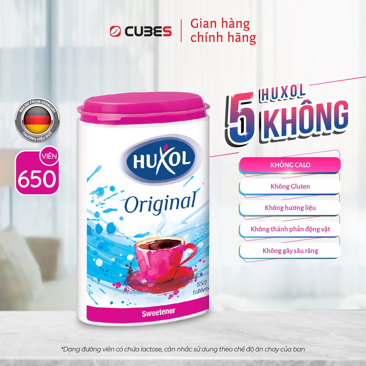 Đường Ăn Kiêng Sweetener Huxol Original 650 viên - Nhập khẩu chính hãng từ Đức - Dành cho người tiểu đường, giảm cân, cao huyết áp