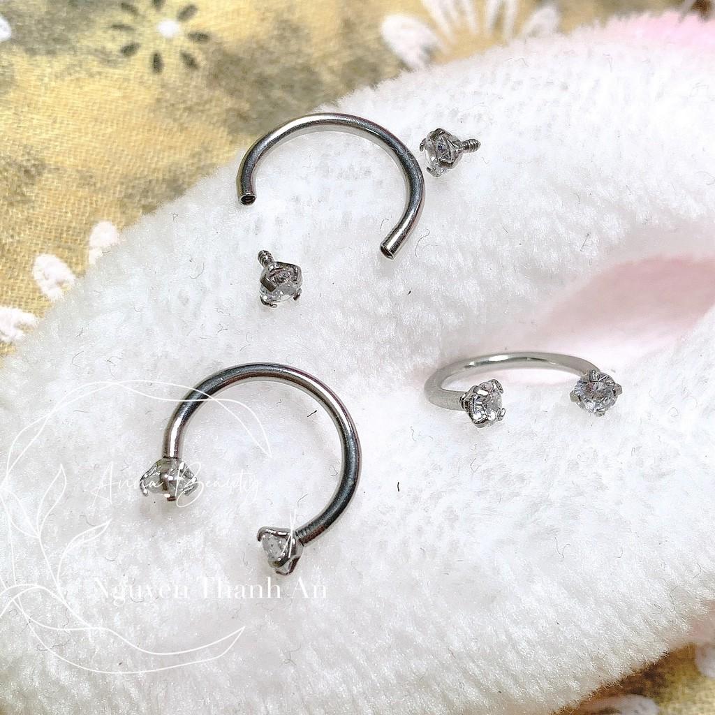 Khuyên mũi chữ U đá trấu bằng thép y tế xỏ khuyên piercing - XUÂN SHOP