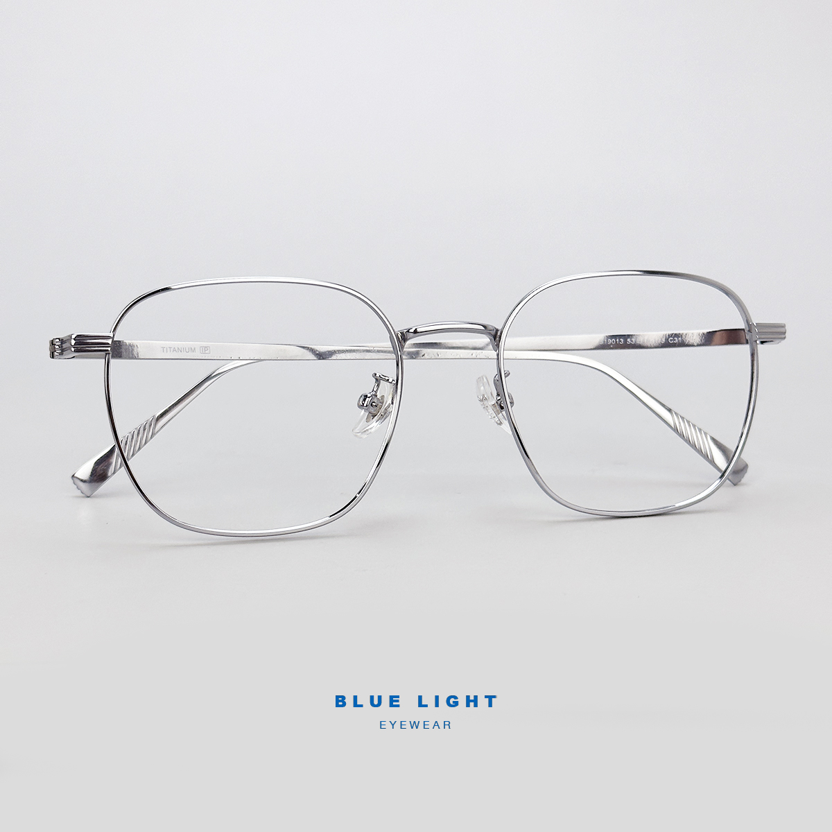 Gọng Kính Cận, Kính Giả Cận Nam Nữ TITANIUM Cao Cấp Siêu Nhẹ, Mắt Vuông To Dày Bản, Full Đen Bạc - BLUE LIGHT