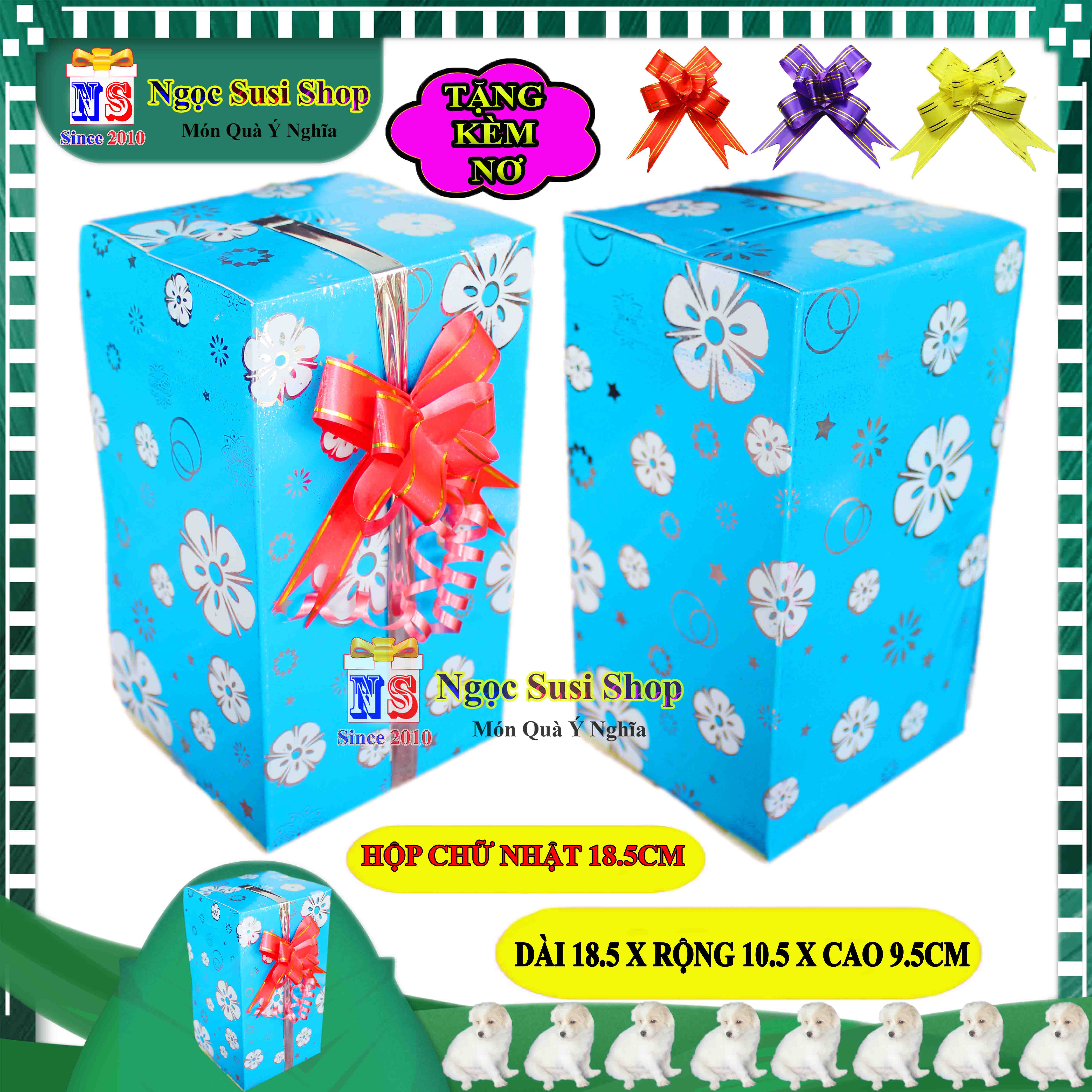 HỘP QUÀ CHỮ NHẬT SIZE NHỎ 18.5CM NHIỀU MÀU RẤT XINH + TẶNG KÈM NƠ 1.8CM - HỘP QUÀ TẶNG GIẤY KIẾNG SIÊU ĐẸP
