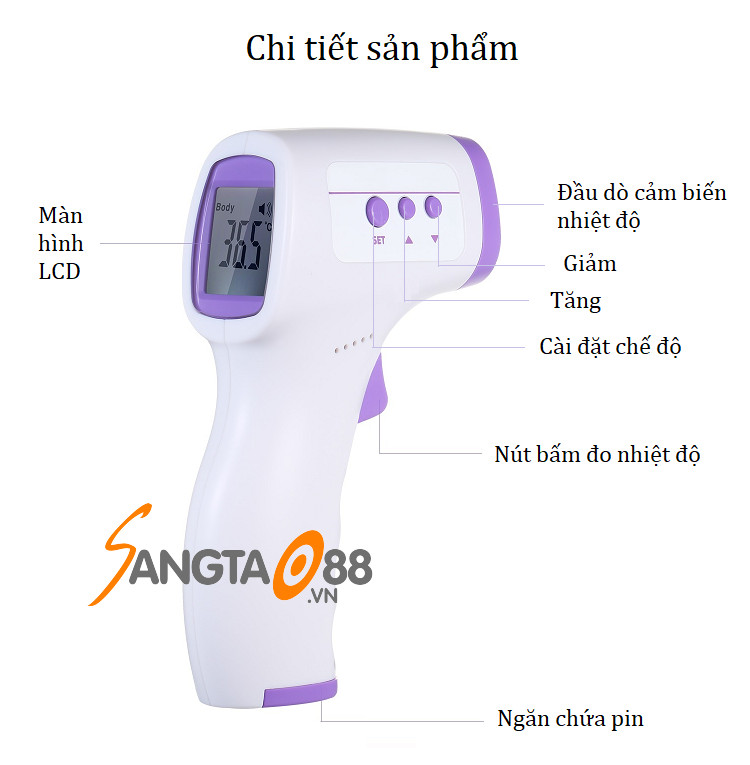 Thiết bị sức khỏe đo thân nhiệt, đo trán hồng ngoại GP-300 cao cấp