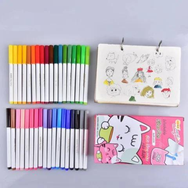 Hộp Bút Lông 36 Màu Fiber Pen Washable - Nét Mảnh Nét To - Colokit SWM - Thiên Long