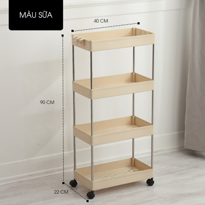 Kệ để đồ đa năng thông minh 4 tầng có bánh xe