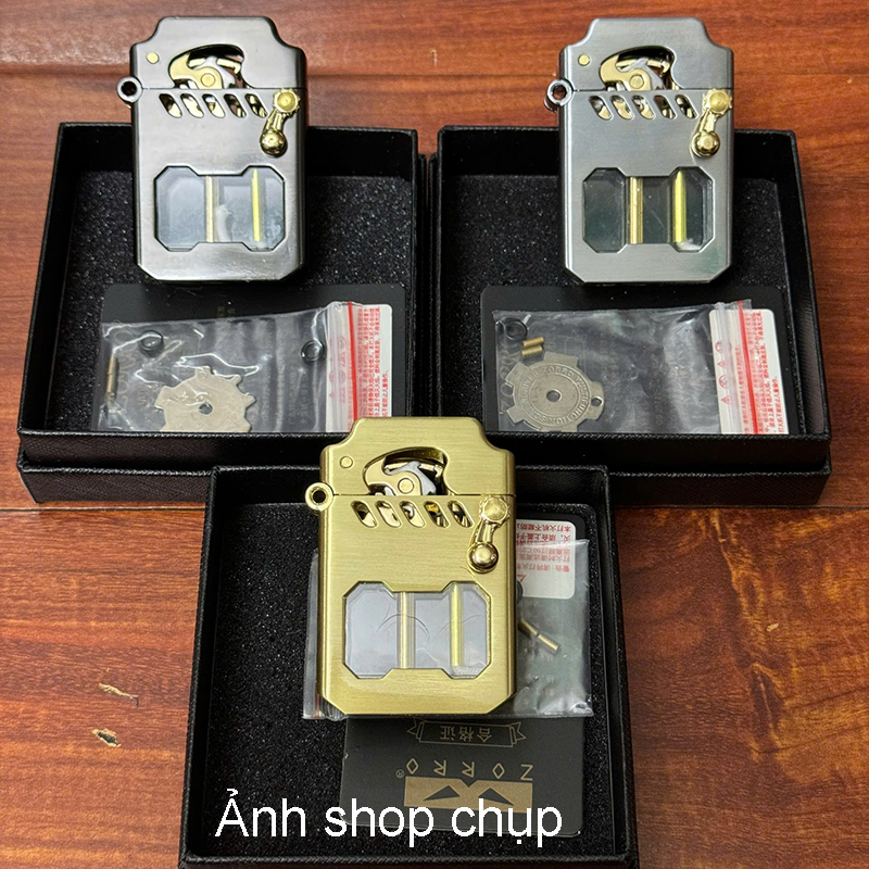 Vỏ Hột Quẹt Bật Lửa Xăng Đá Zorro Z786 Lộ Thiên Nhìn Rõ Xăng Mở Nắp Đánh Lửa Tự Động