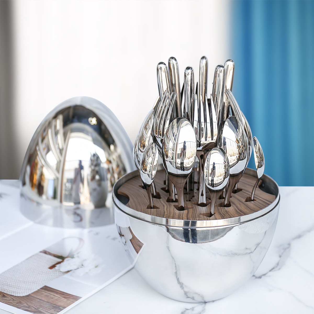 Set trứng đựng 24 muỗng nĩa dao