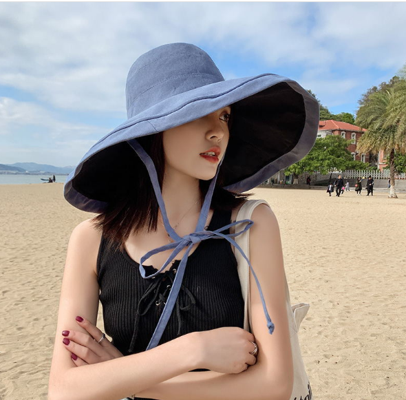 Mũ nữ chống nắng rộng vành đội 2 mặt thời trang, nón chống nắng chống tia cực tím cao cấp
