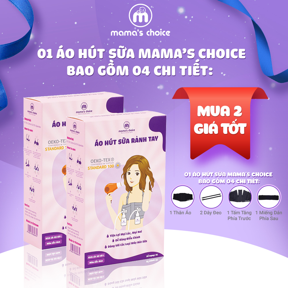 Áo Hút Sữa Rảnh Tay Mama’s Choice, Mặc Hút Sữa Cho Mẹ, Có Dây Giữ Bình Hút Sữa Chắc Chắn, Chất Liệu Thoáng Khí, Freesize - MÀU ĐEN