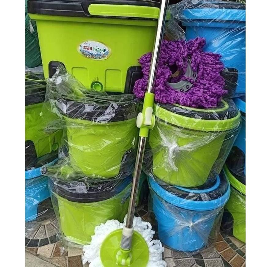 Bộ chổi lau nhà 360 Thái Lan tặng kèm 1 bông lau, có bánh xe