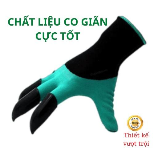 Găng tay làm vườn, bới đất,chăm sóc cây có móng vuốt nhúng cao su dệt kim siêu màu xanh