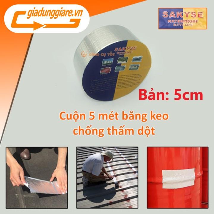 BĂNG KEO CHỐNG THẤM (Khổ 5cm x 5m) Siêu dính, dùng trên mọi vật liệu, chống chịu mọi thời tiết