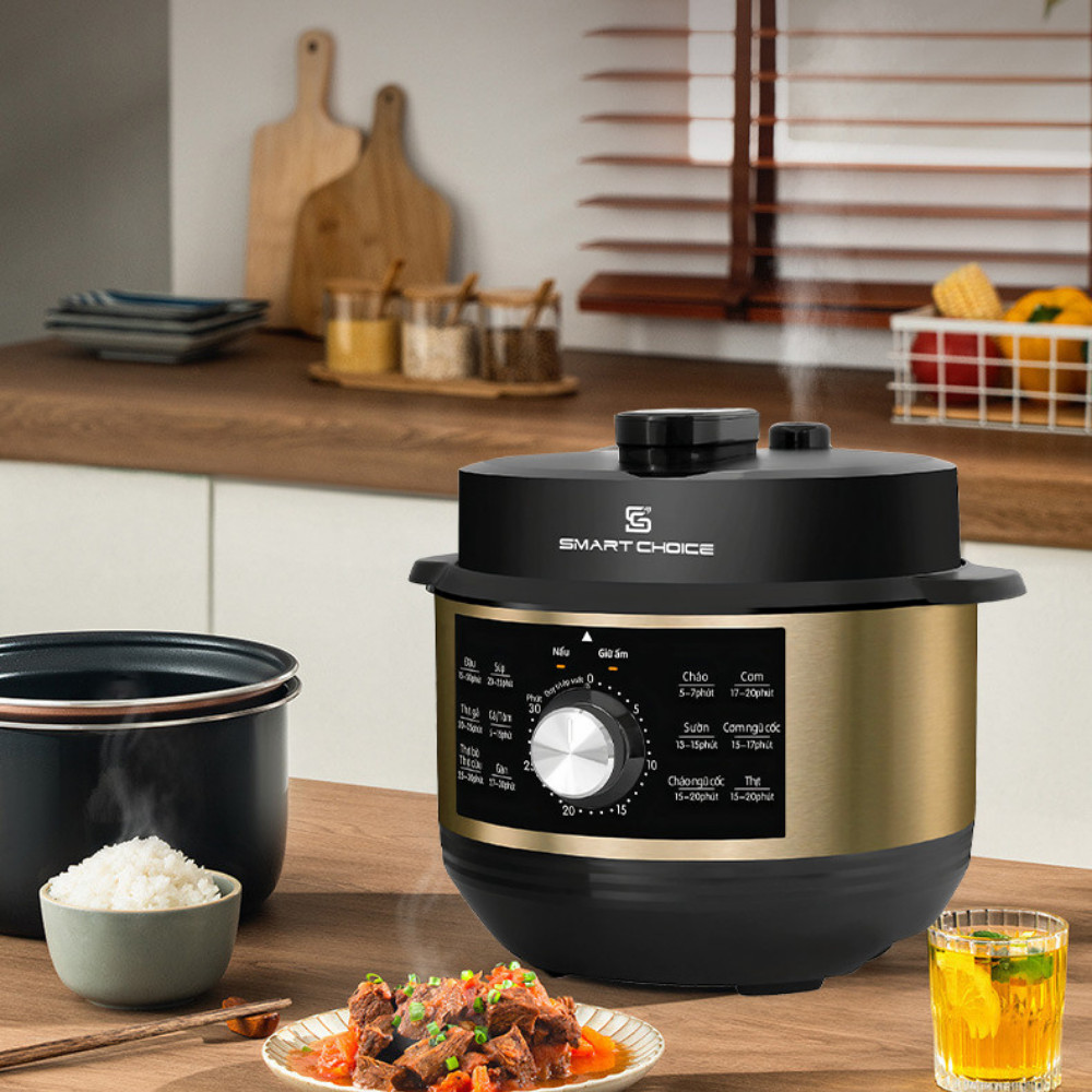 Nồi Áp Suất Điện Cao Cấp Chống Dính SMARTCHOICE - 6L - 13 Chế Độ Nấu, Bảng Điều Khiển Cơ, Nồi Áp Suất Cao Cấp Lòng Nồi Chống Dính, An Toàn Sức Khỏe, Dễ Vệ Sinh - Bảo Hành Chính Hãng 18 Tháng