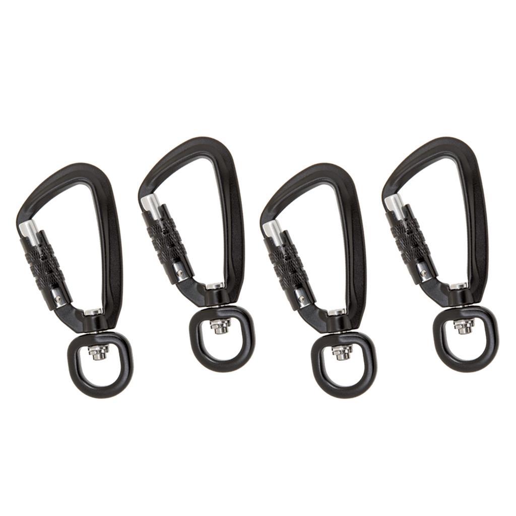 4pcs Self Lock Carabiner Climbing Hammock Hanging Hook Keychain Lightweight D Shape Buckle for Camping Fishing Hiking