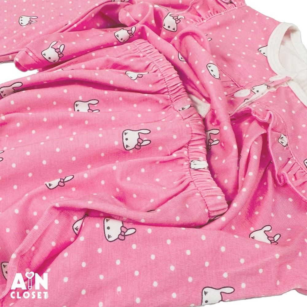 Hình ảnh Bộ quần áo Dài bé gái họa tiết Thỏ Bi Hồng Thun lụa - AICDBGNELQVB - AIN Closet