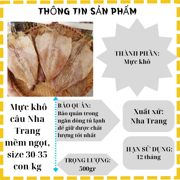 Đặc Sản Nha Trang - Mực Khô Câu Size 30 Con/Kg Seavy Gói 500G