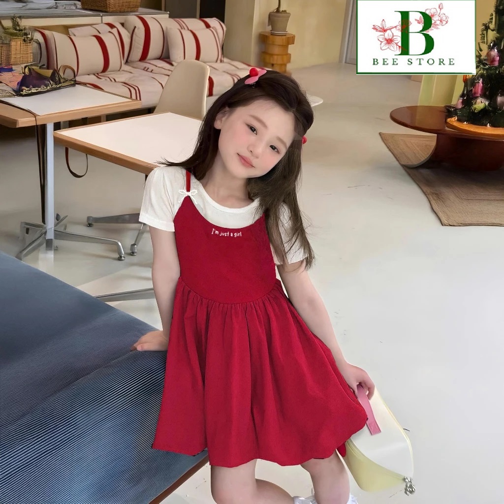 Set Đầm Bé Gái Áo Thun Babytee + Đầm Bí Từ 12-45KG Dành Cho Bé Gái