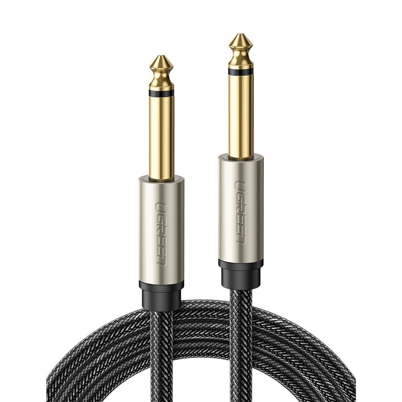 Cáp 6.5mm TS âm thanh Pro audio đầu mạ vàng 5M màu xám 24k Ugreen 128AT10640AV Hàng chính hãng