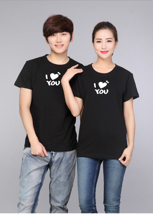 Bộ Áo Thun Đôi Nam Nữ  Màu Đen A992