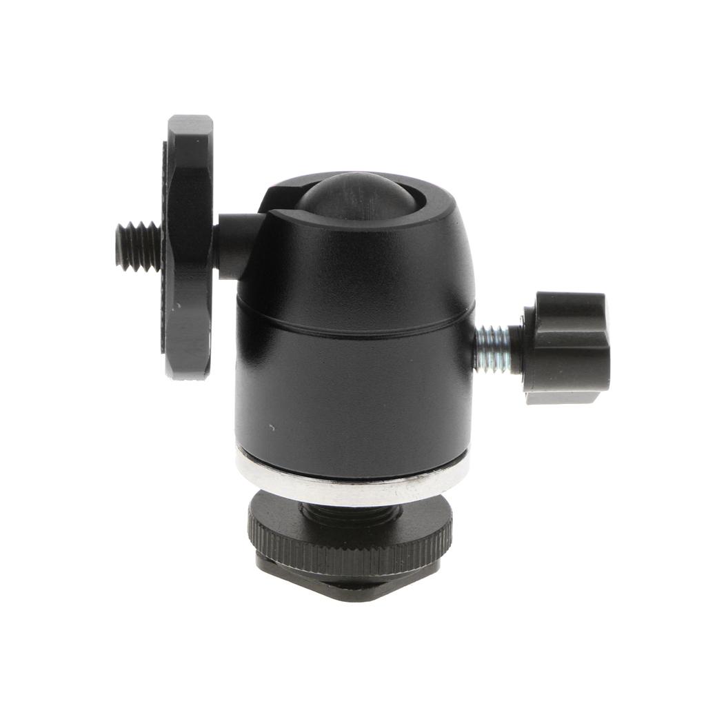 360° Swivel Ball Head 1/4''Screw Mount Tripod Hot Shoe for DSLR/SLR Black