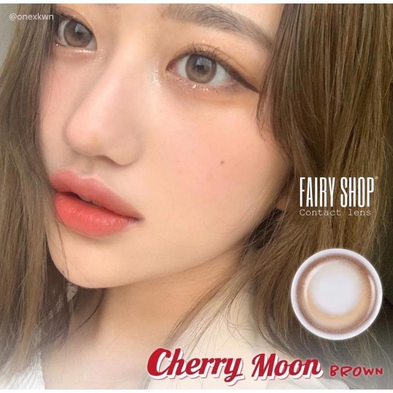 Kính Áp tròng Cherry Moon Brown 14.0mm - Lens Phủ Bóng Glowy FAIRY SHOP CONTACT LENS - Lens Trăng Khuyết