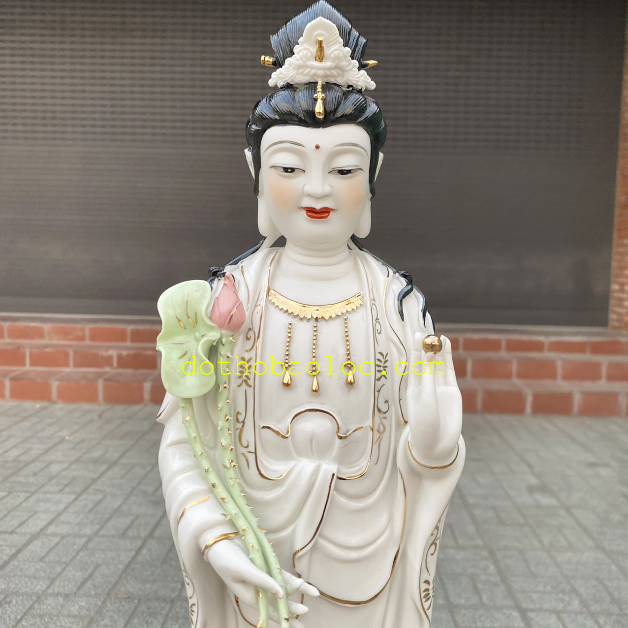 Tượng Tam Thế Phật bằng sứ trắng Đức Hóa cao 50cm