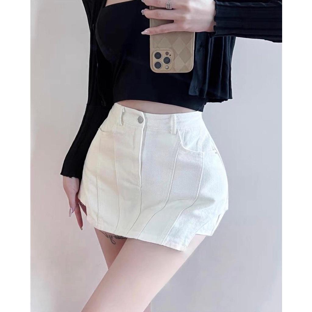 Quần giả váy nữ chất kaki form chân váy chữ a sẻ đùi cá tính - QO023