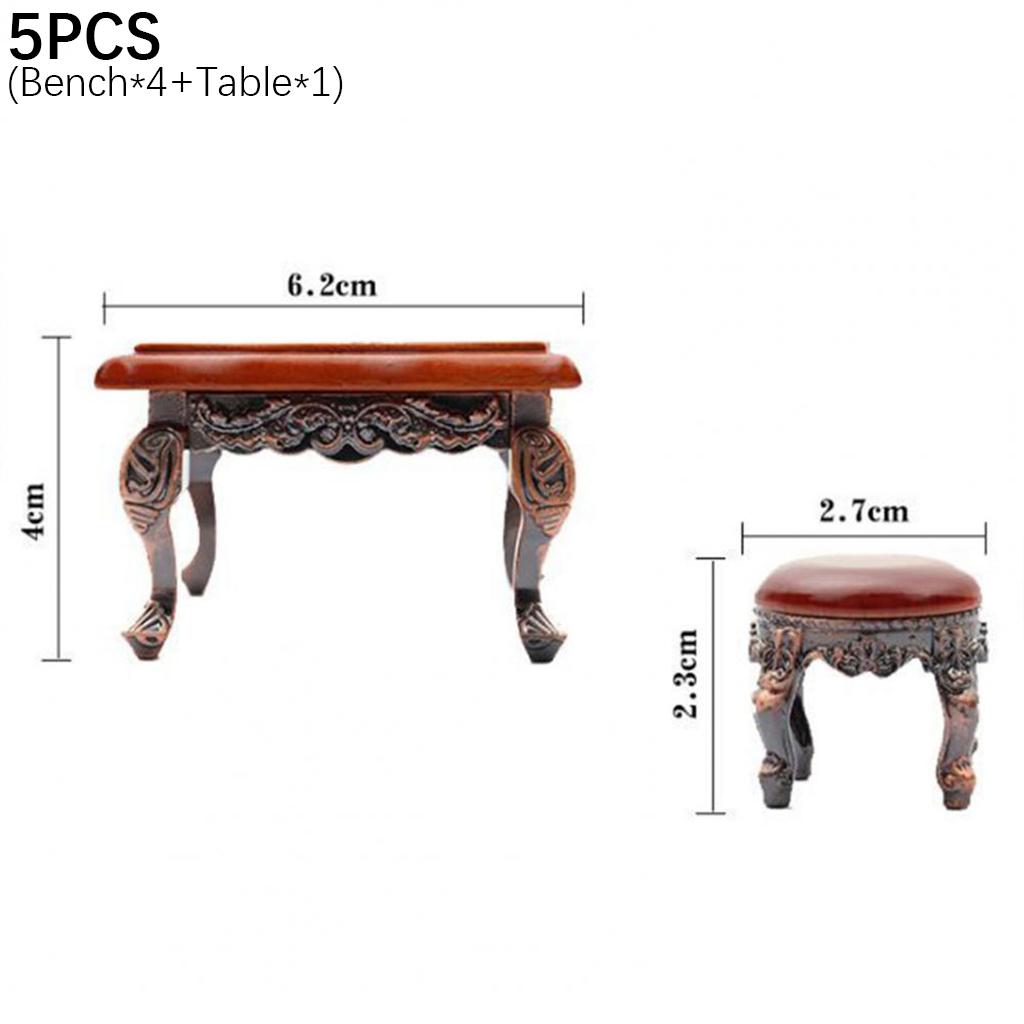 Wooden Dollhouse Furniture Set Dollhouse Miniature Dining Table Chair Wooden Dollhouse Furniture Set