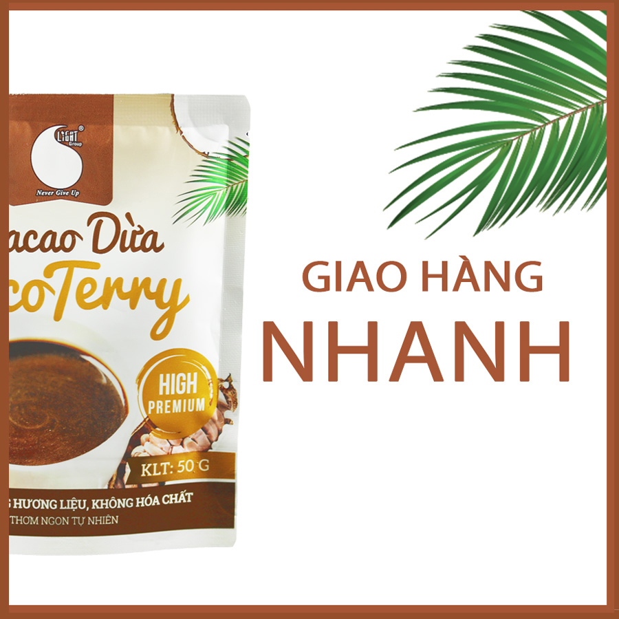 Hình ảnh Bột Cacao Sữa Dừa đậm đà , thơm ngon , đậm vị cacao , béo vị dừa , đặc biệt không hương liệu , an toàn cho sức khỏe , gói 50G tiện lợi