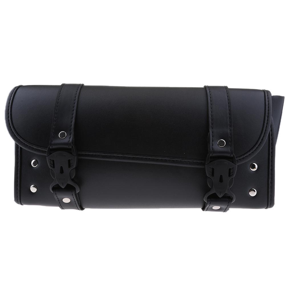 Leather Tool Bag Motorcycle Bike Handlebar Pouch Storage Bag Fork