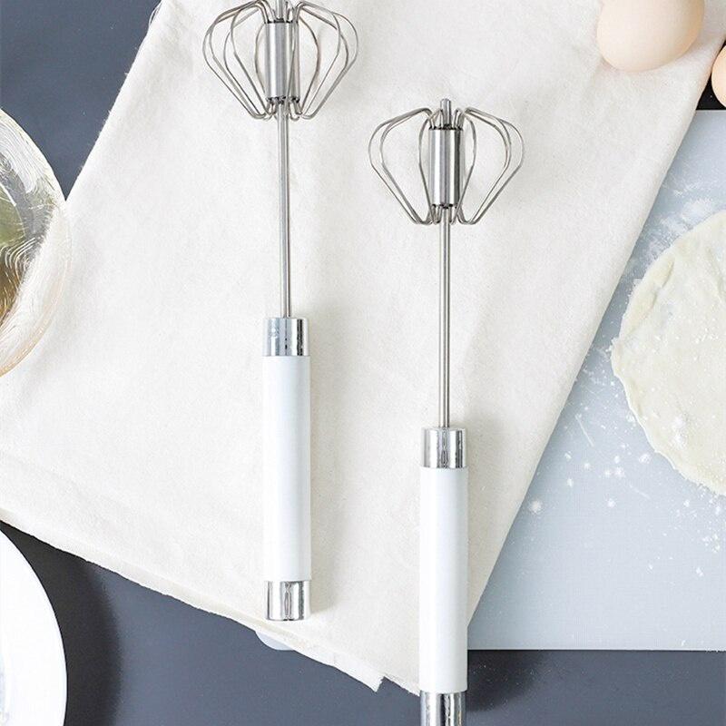 Semi-automatic Mixer Egg Beater Manual Self Turning Stainless Steel Whisk Hand Blender Egg Cream Stirring Kitchen Tools