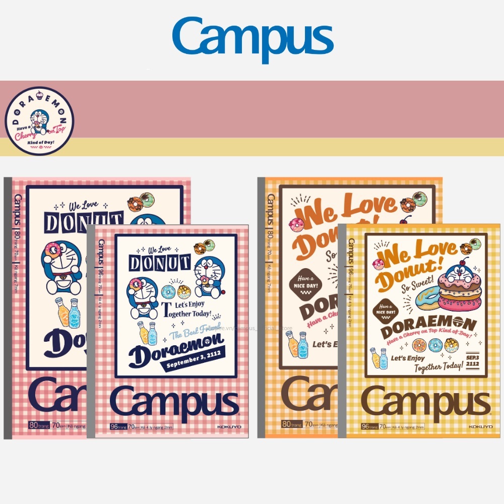 Lốc 10 Vở kẻ ngang Campus Doraemon Phong Cách Retro 80 trang