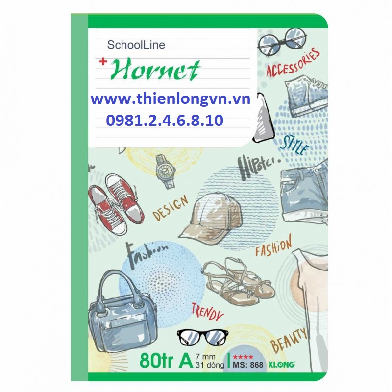 Vở kẻ ngang Hornet - 80 trang; Klong 868 bìa xanh